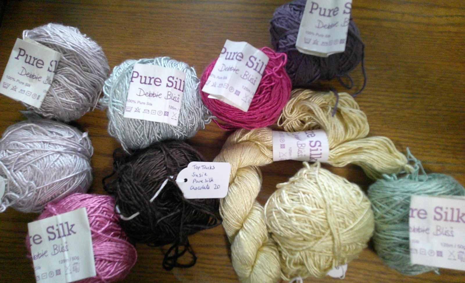 Variety Lot of 10 Debbie Bliss Pure Silk Yarn – 7 Colors