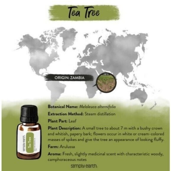 Simply Earth Tea Tree Essential Oil 15ml 100% Pure Oil Natural Therapeutic Grade