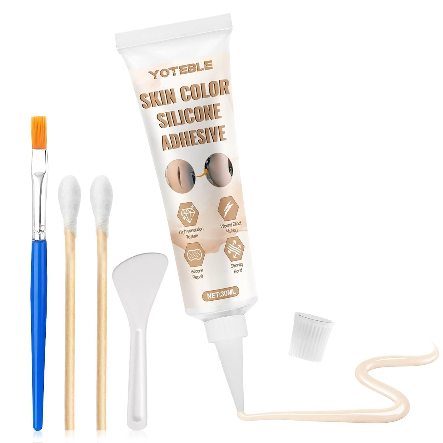 Silicone Glue, Skin Color High-Flexibility Instant Silicone Adhesive Glue, Seaml