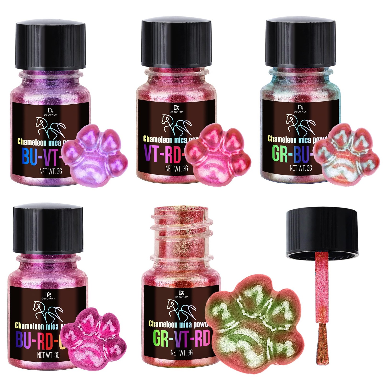 Chameleon Mica Powder – 5 Color Shifting Pigment Powder for Epoxy Resin Art, …