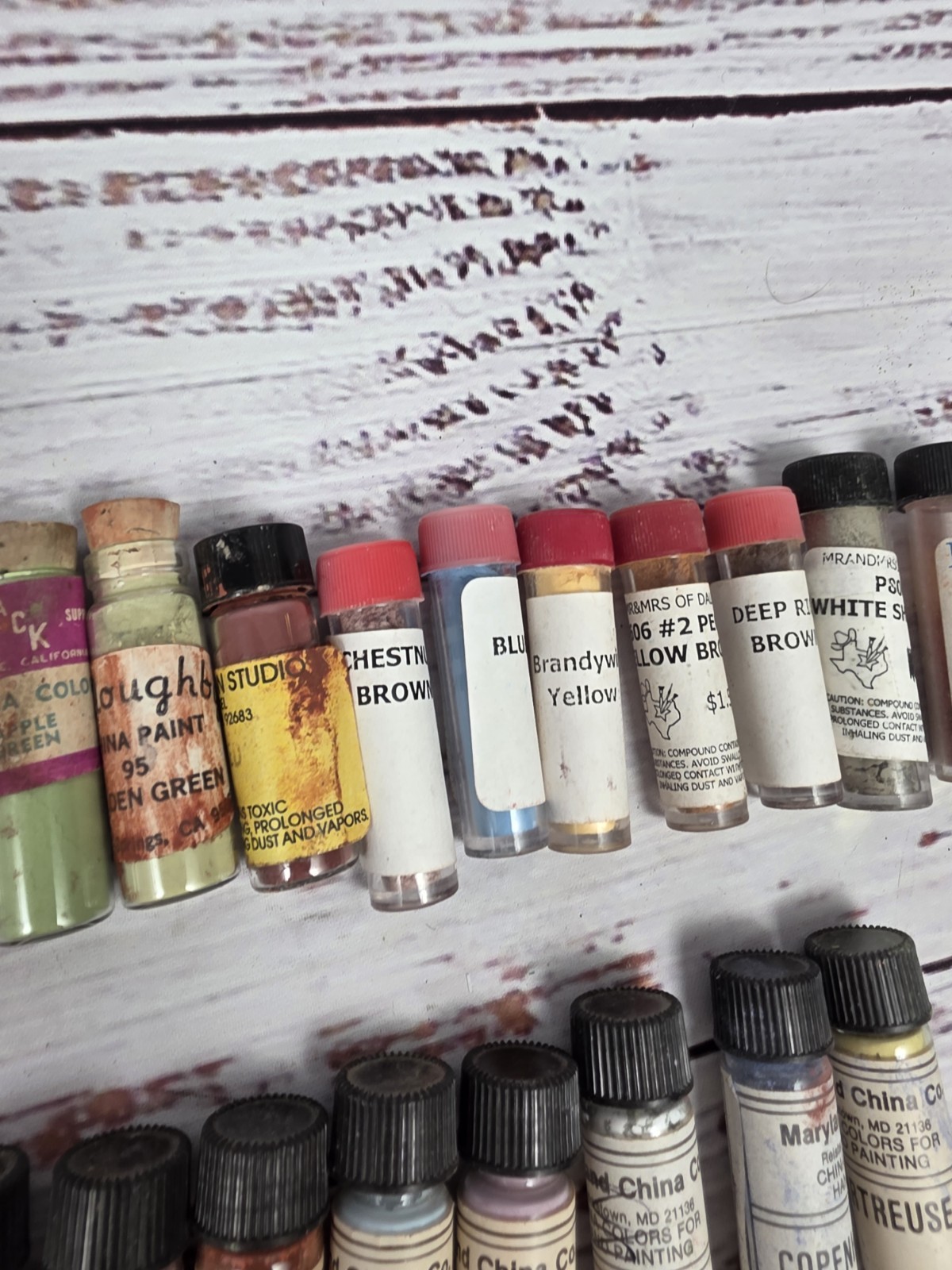 75+ China Porcelain Powder Paints Vials House Of China, Maryland China, Mr &Mrs