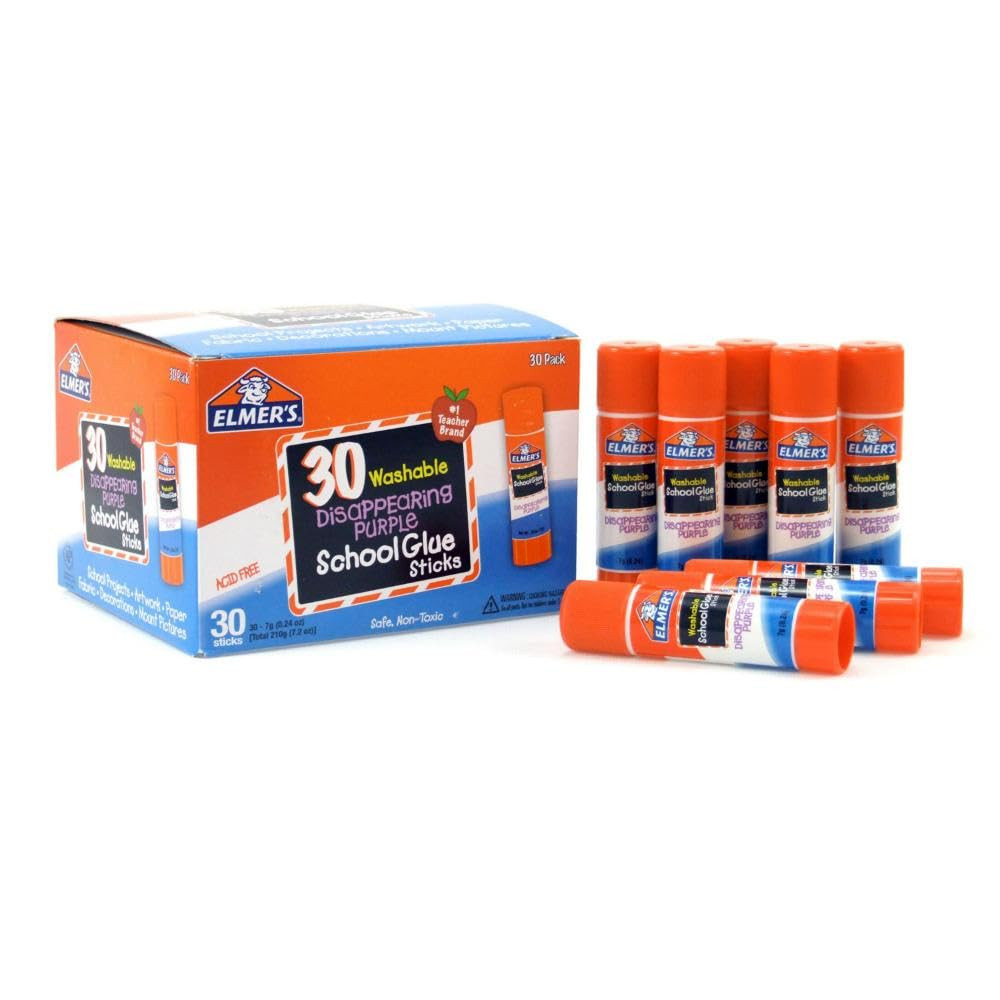 Elmer’S Disappearing Purple School Glue Sticks, Washable, 7 Grams, 30 Count – Po
