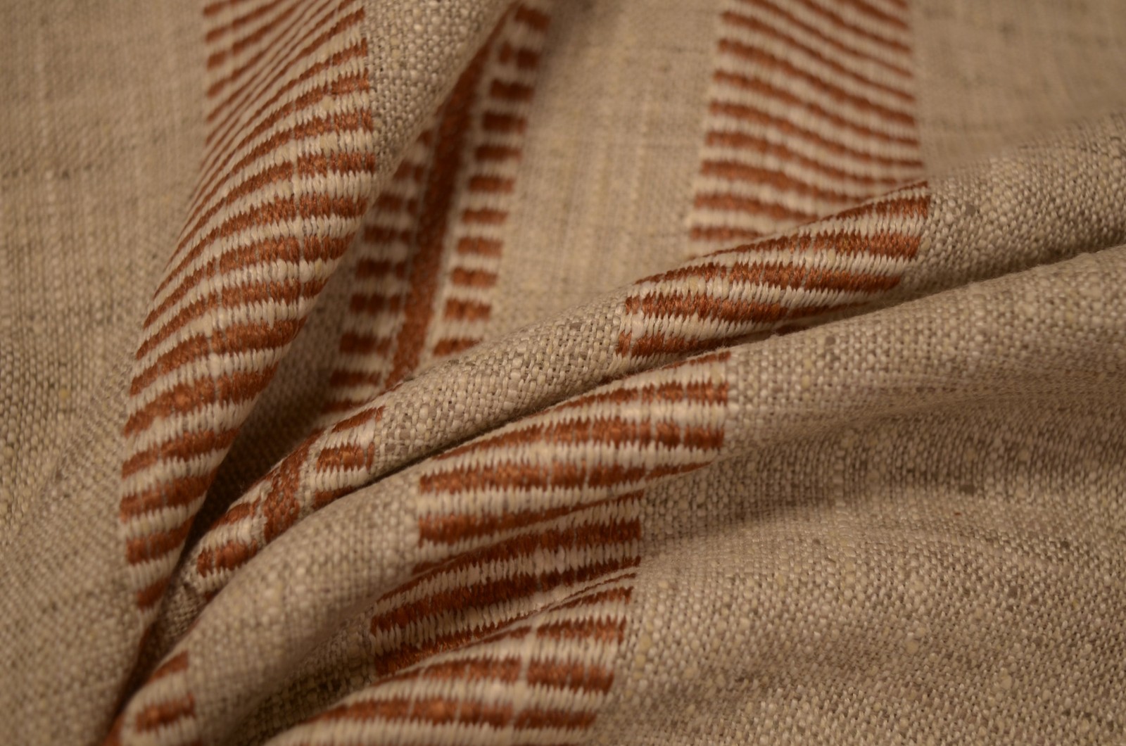 Double Issue Terracotta Rusty Orange Woven Stripe Swavelle Mill Creek Fabric