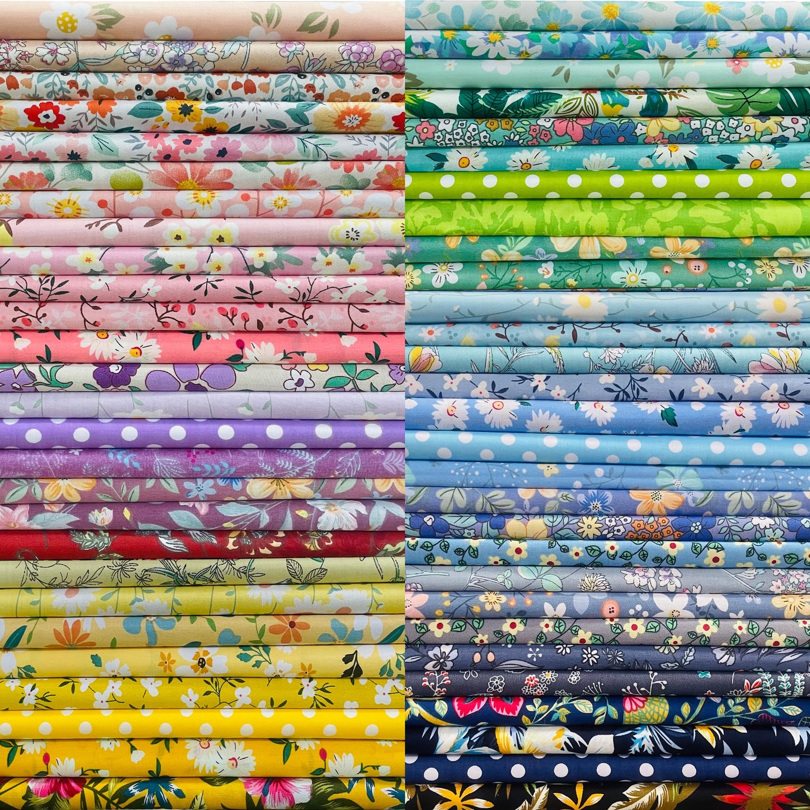 Diverse 50-Piece Cotton Squares Set – 5″x5″ for Quilting and Creative Projects