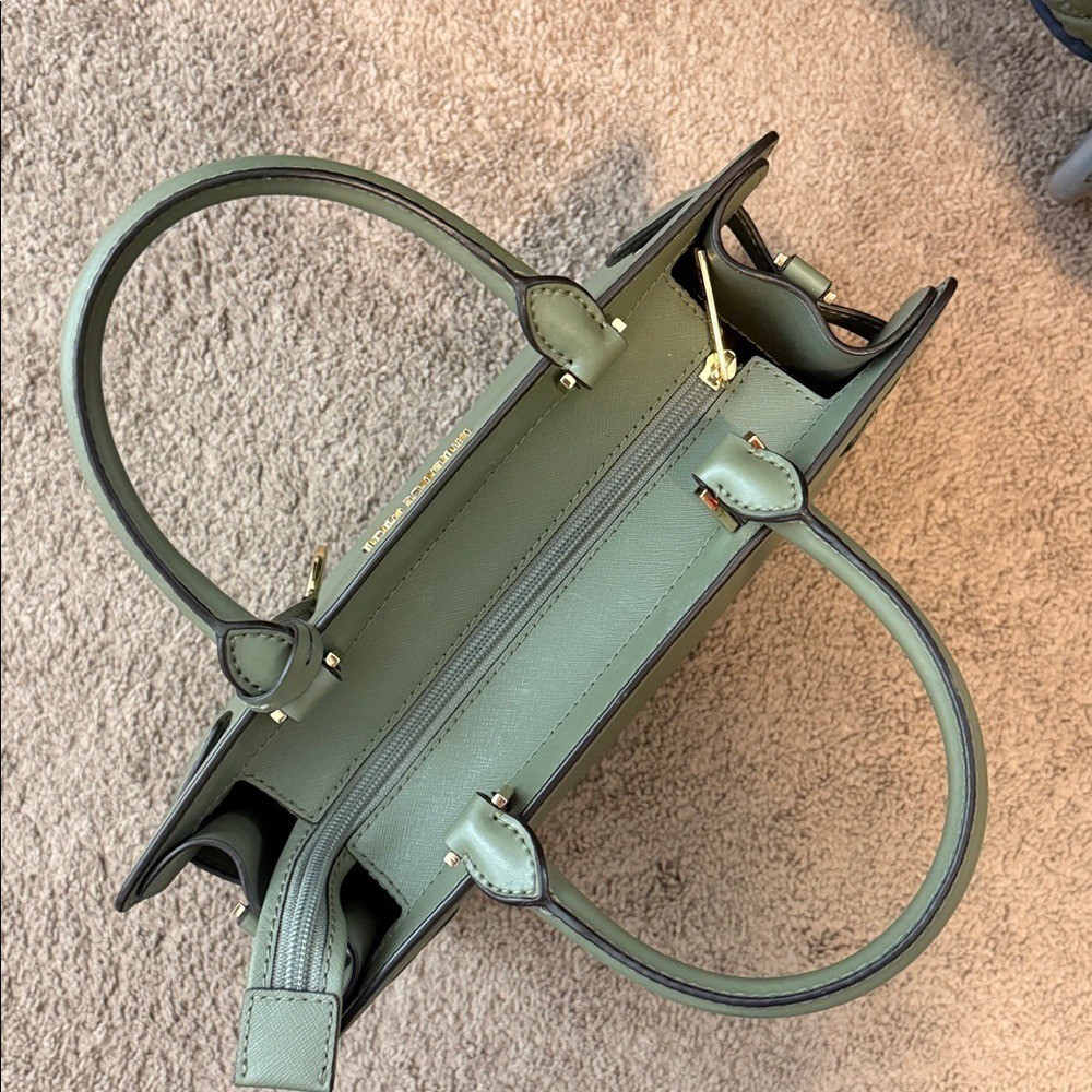 Michael Kors Rayne Saffiano Leather Satchel Olive Green
