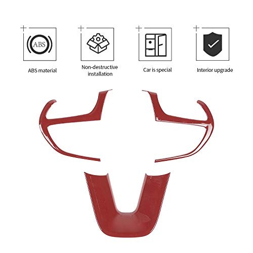 for Challenger Steering Wheel Decoration Trim for 2015-2023 Dodge 3pcs Red