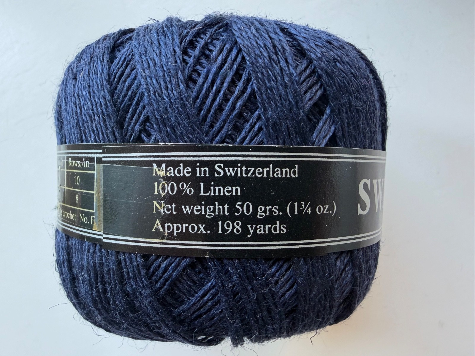 Joseph Galler Swiss Linen Yarn Lot of 12 Navy Blue balls 100% Linen Switzerland