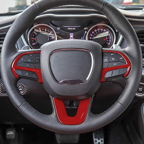 for Challenger Steering Wheel Decoration Trim for 2015-2023 Dodge 3pcs Red