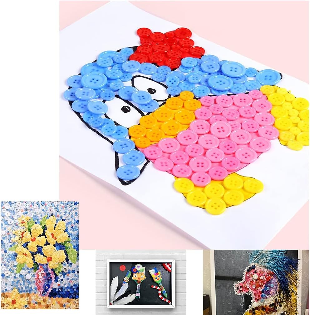 1000 Pcs Resin Buttons, Assorted Sizes Round Craft Buttons for Sewing DIY Crafts