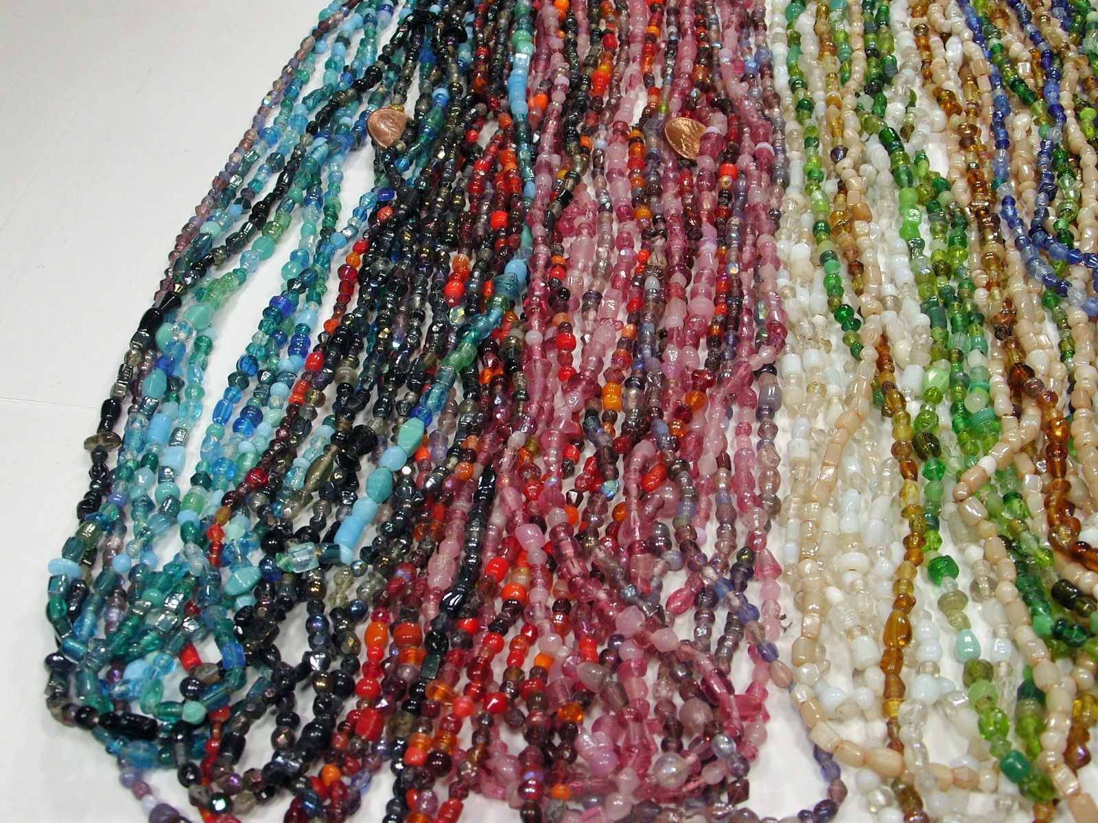 30 Strands 36″ India Handmade Assorted Color Glass Beads Wholesale Bulk (CT-60)