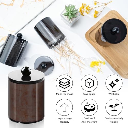2 Pack Qtip Holder,Canister Apothecary Jar Set, Bathroom 2 pack-black-10&12oz