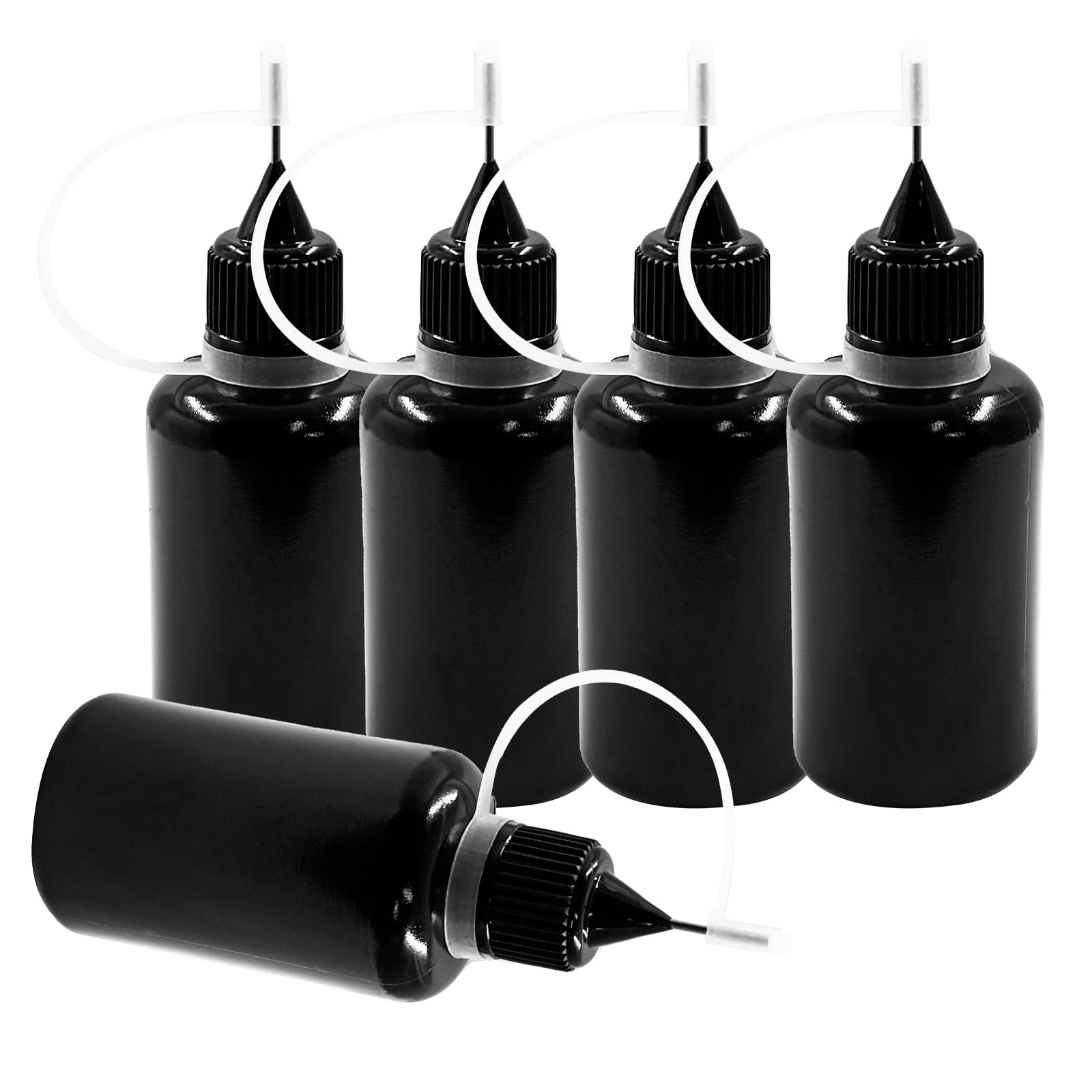 Hordion 12Pcs 1 Oz/ 30ml Black Precision Tip Applicator Bottle, 30ml,
