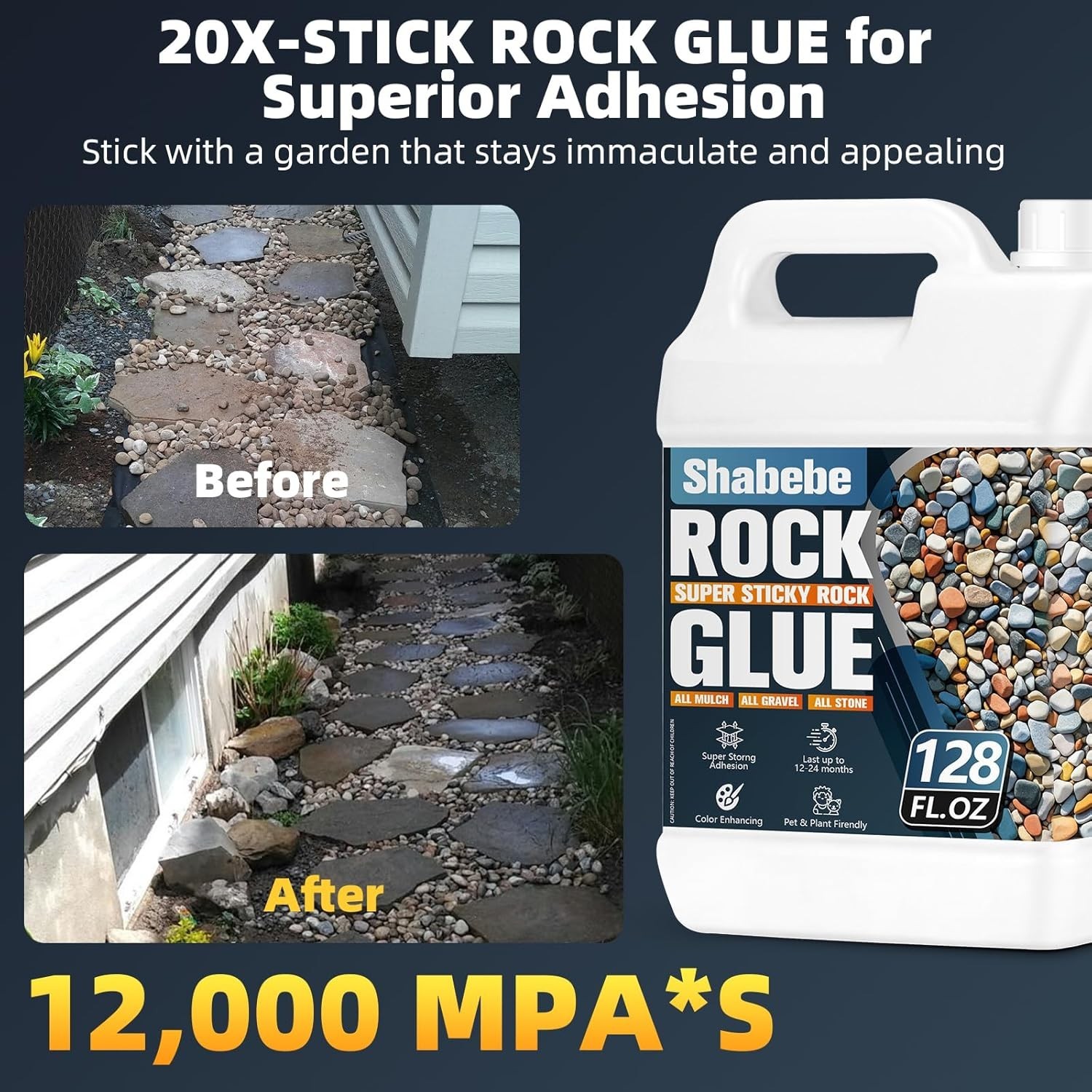 Rock Glue, Mulch Glue 30OZ- Fast-Drying Adhesive for Landscaping Rocks, Small