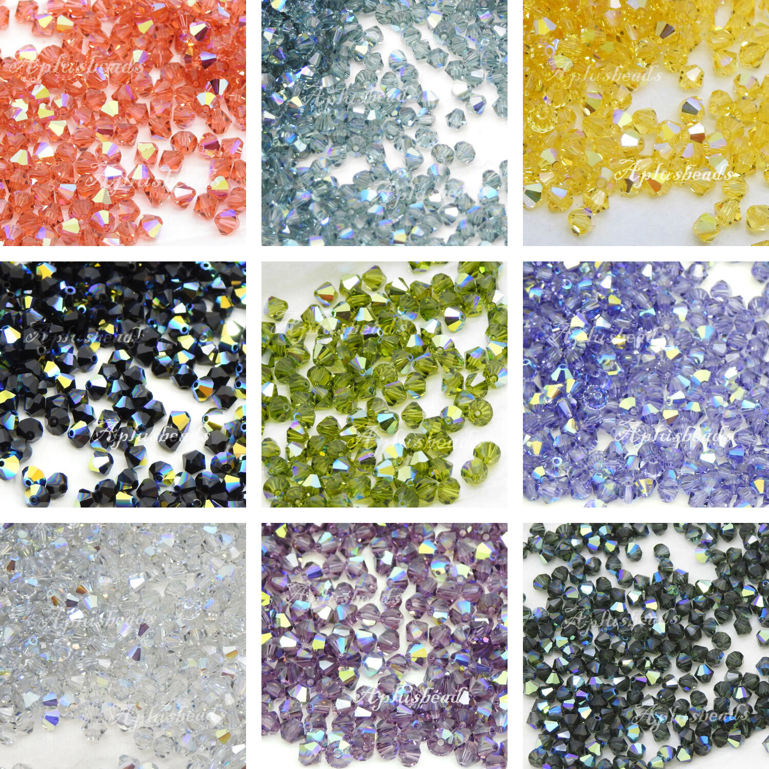 Authentic Swarovski Crystal #5301,#5328 4mm Bicone Beads 60pcs AB Coating