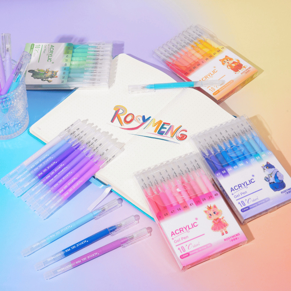 10/100 Colors Acrylic Gel Pens, 1.0 Fine Tip Muticolor Gel Pen Art Set
