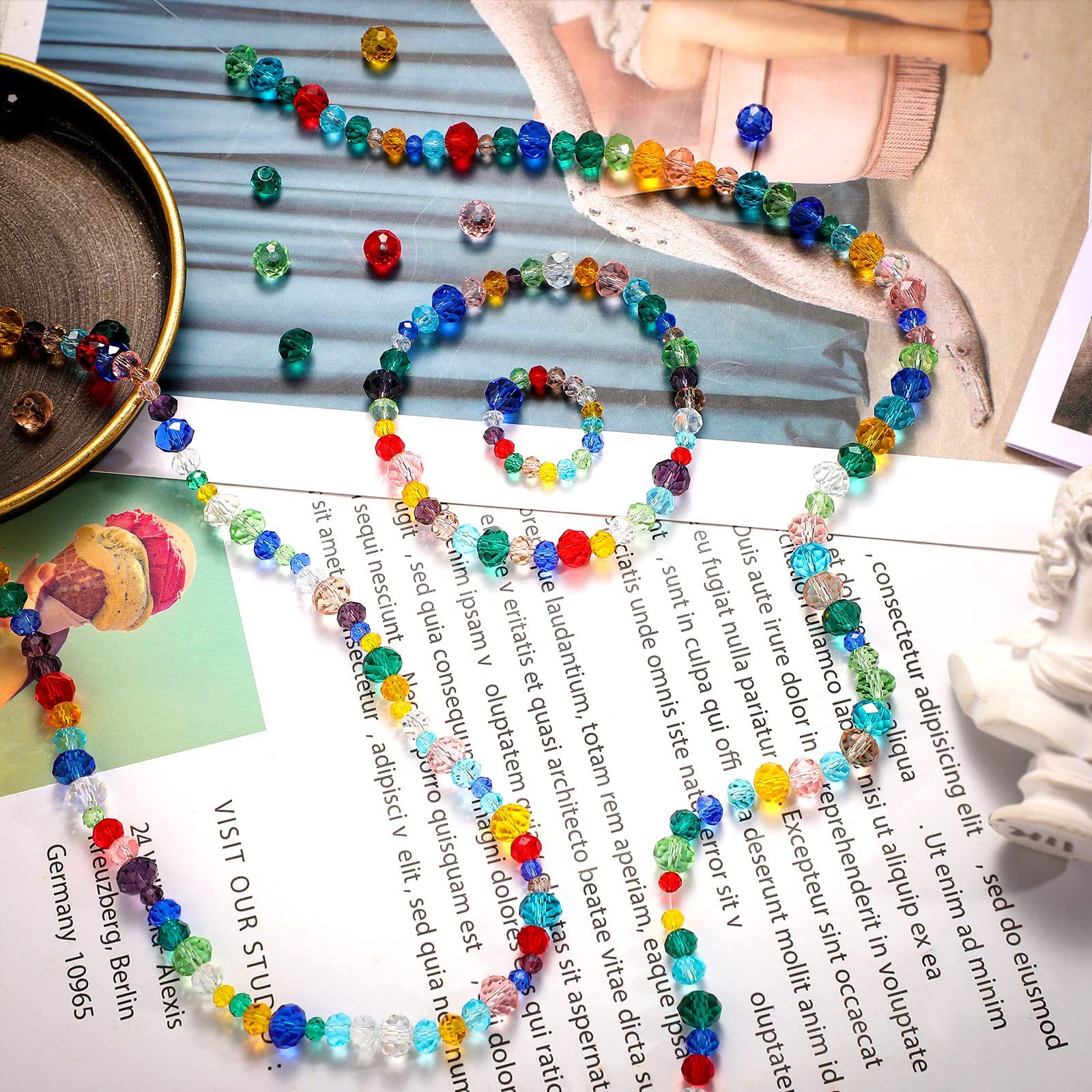 1000 Pcs Glass Beads Bulk Assorted Crystal Beads for Jewelry Making Colorful Fac