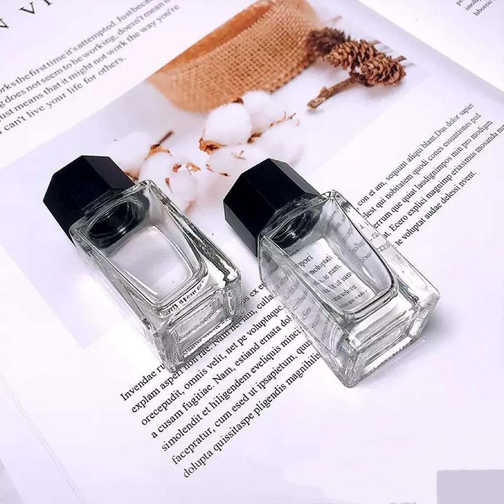 2 Pcs 20ml Clear Glass Jars Empty Refillable Ink Vials Containers with Black ABS