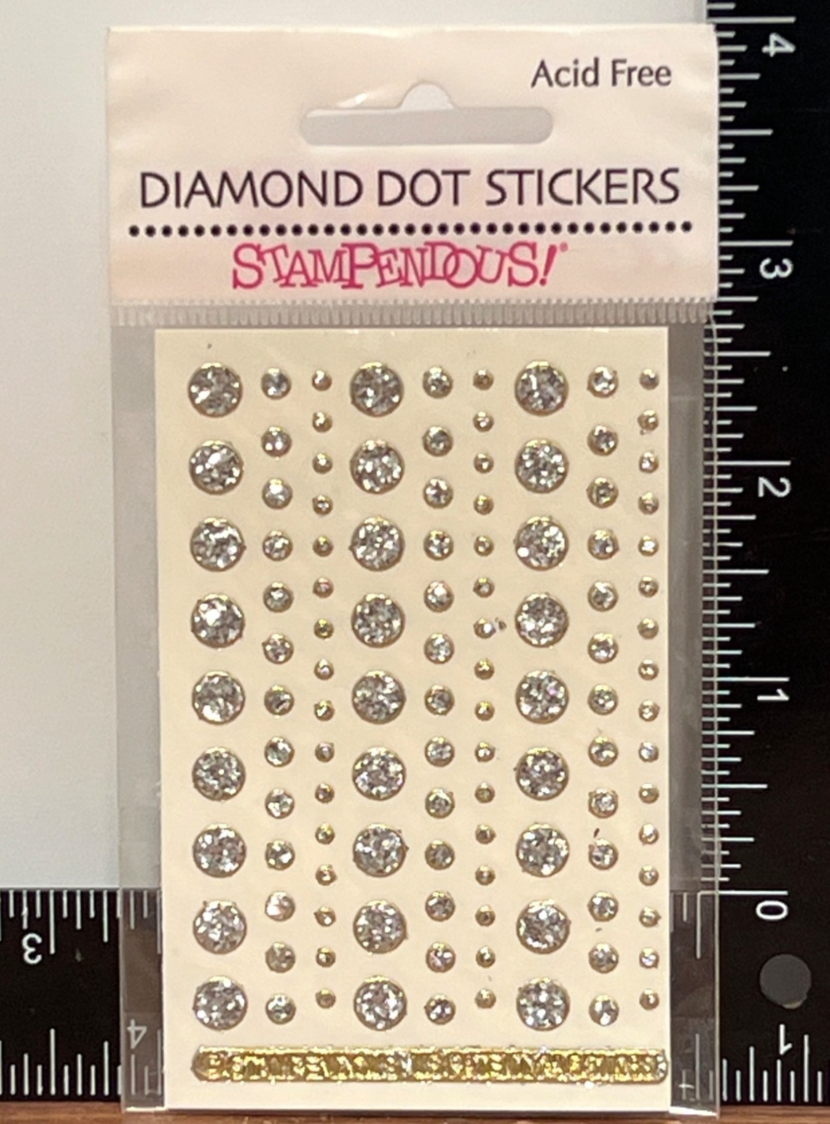 HTF Stampendous! Diamond Dots Gold Silver Circle Stickers Embellishment DD101G