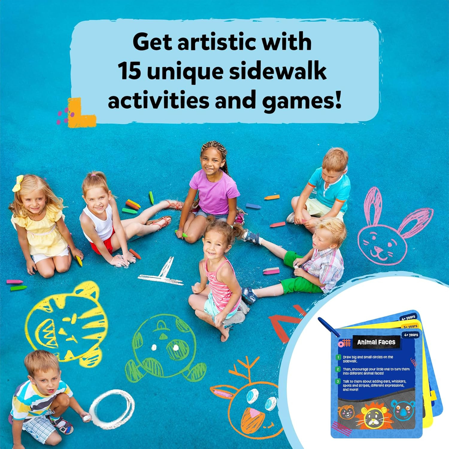Sidewalk Chalk Activity Kit – Creative Outdoor Fun with 18 Washable Chalk Sticks