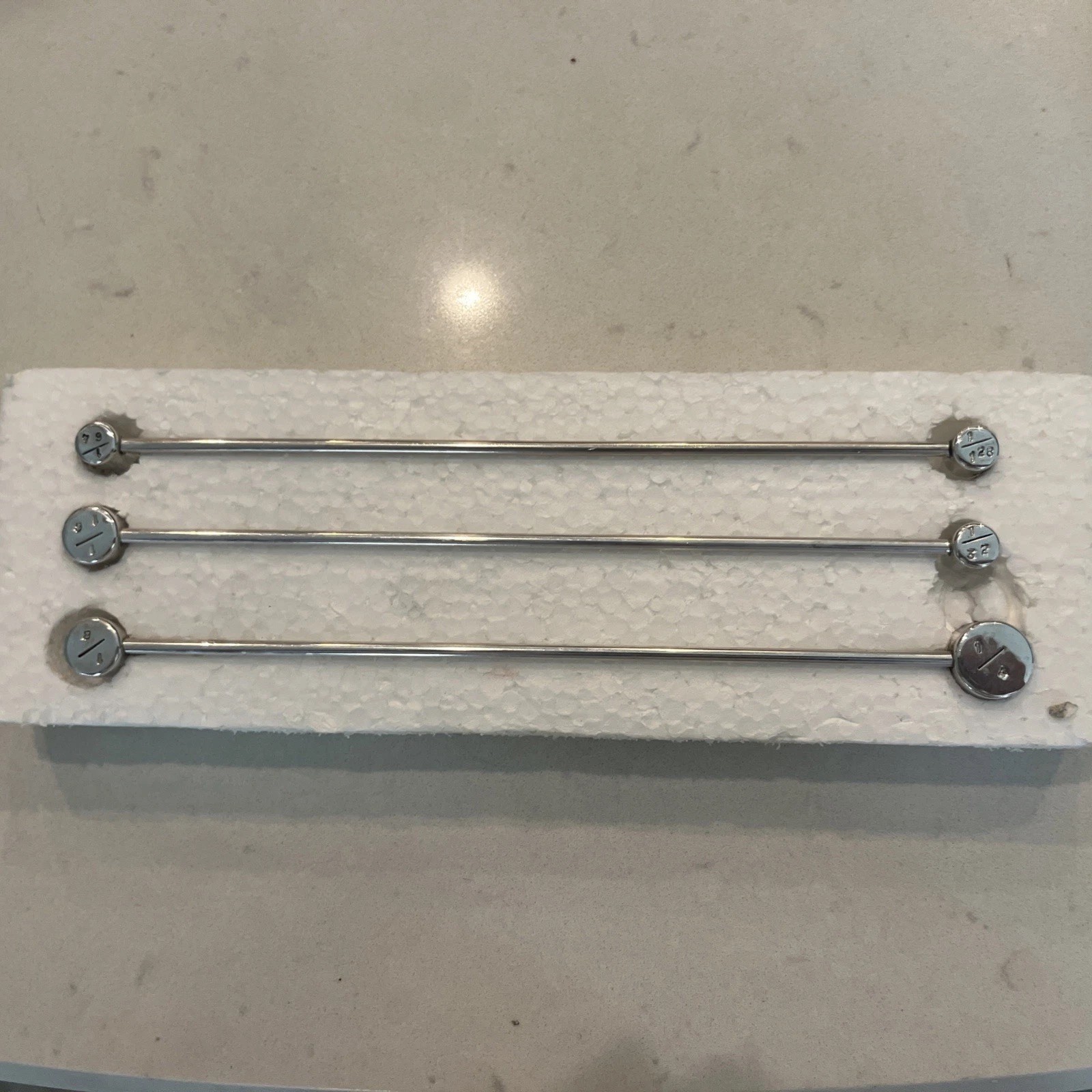 Set Of 3 Grey Dye Spoons For Textiles. 1/4, 1/8, 1/16, 1/32, 1/84, 1/128. R-1