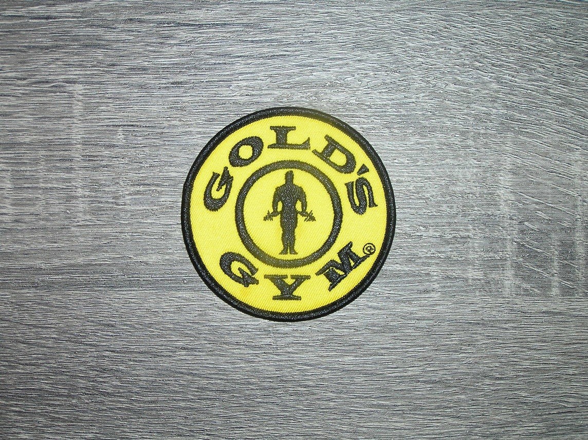 Gold’s Gym Yellow & Black Embroidered Iron On Patch 3″ x3″