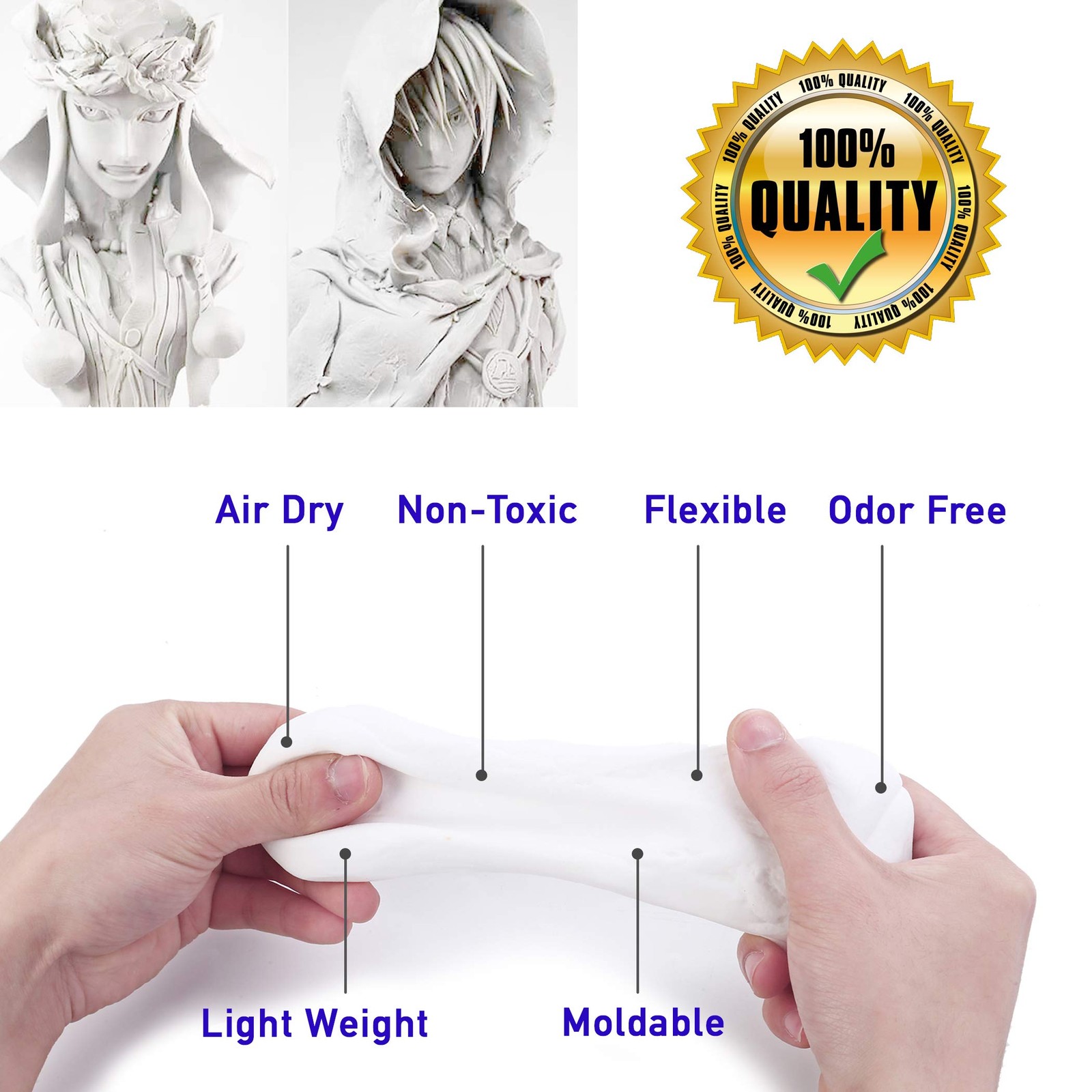 Moldable Cosplay Foam Clay (White) – High Density and Hiqh 300g, White