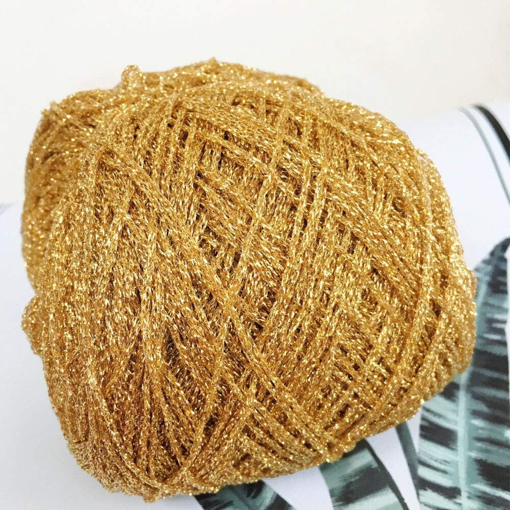 Hilo Brillante de Lurex Dorado 860Yd 3.52Oz Hilo Brillo Metalico Tejer y Crochet