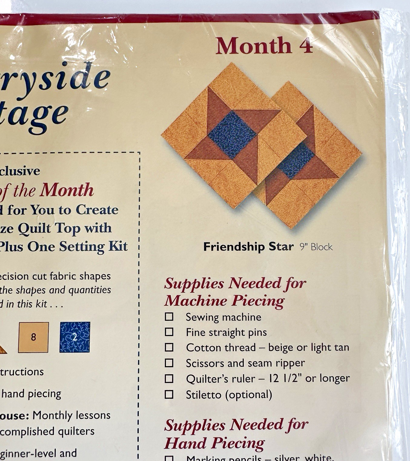 JOANN Fabrics Quilt Block of The Month “Countryside Cottage” LOT – MONTHS 1,3,4