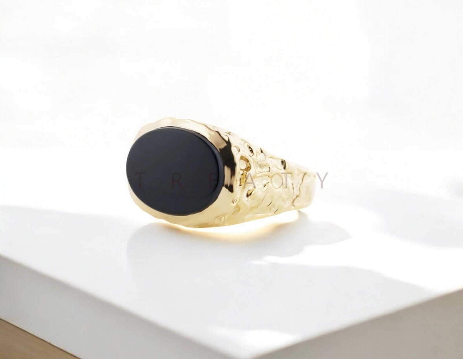 Black Onyx Oval Cut With 14k Yellow Gold Ring For Men’s #A127 #