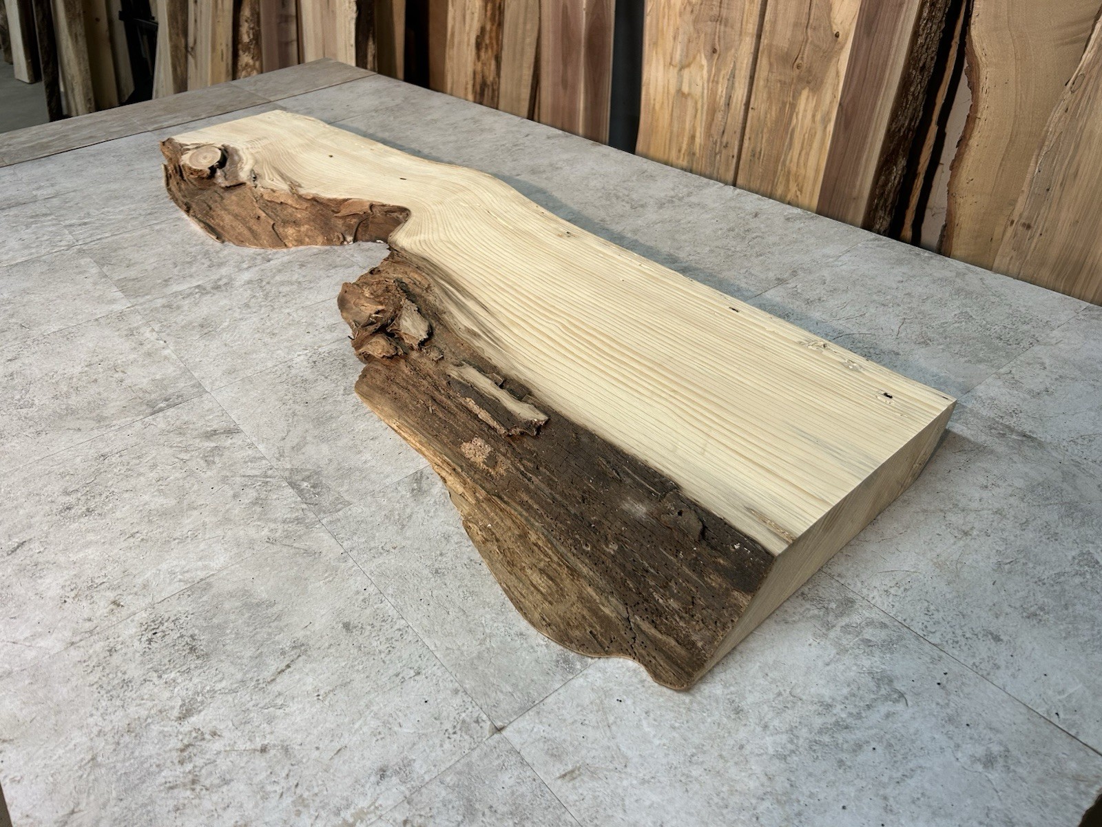 Gnarly Live Edge Pine Wood Slab/ Rustic Shelf or Mantle/Dried Wormy Pine Wood