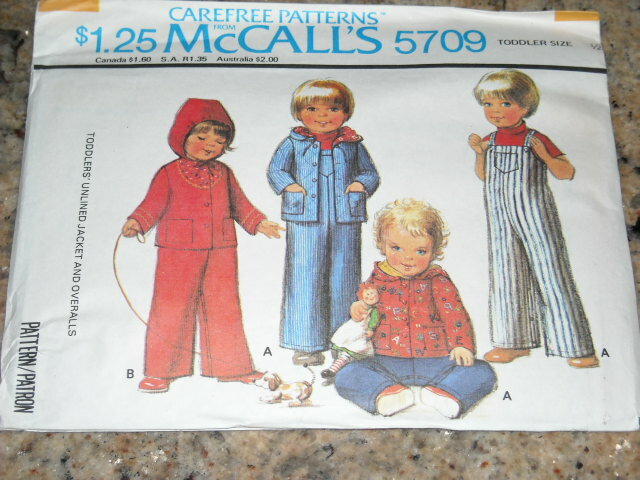 👼🏻 UNCIRCULATED 1977 McCALL’S #5709-CHILDS OVERALLS & JACKET PATTERN ½-3 FF