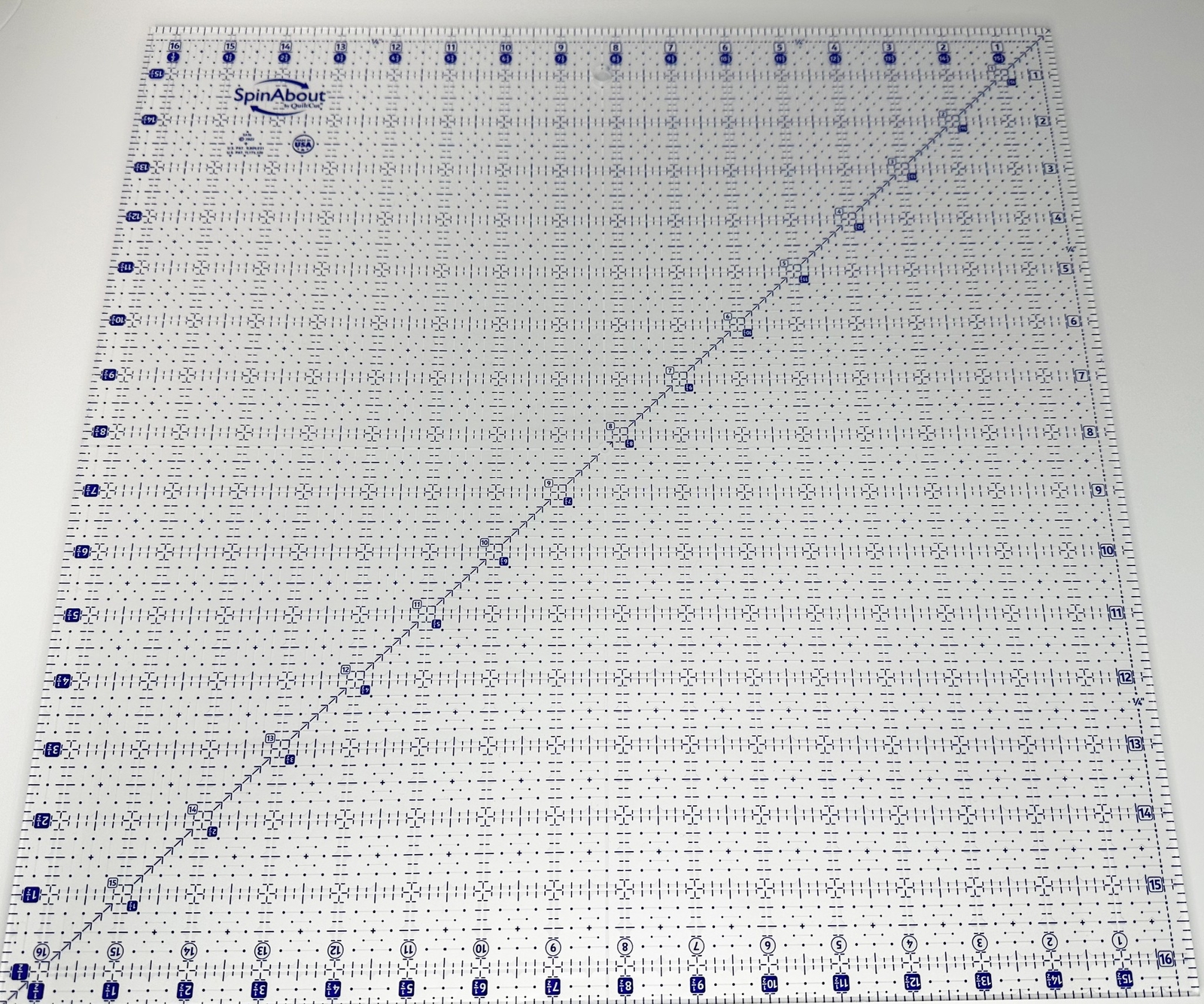 Quilting Ruler “Spin About” by Quiltcut 16.5″ square quilting ruler NEW