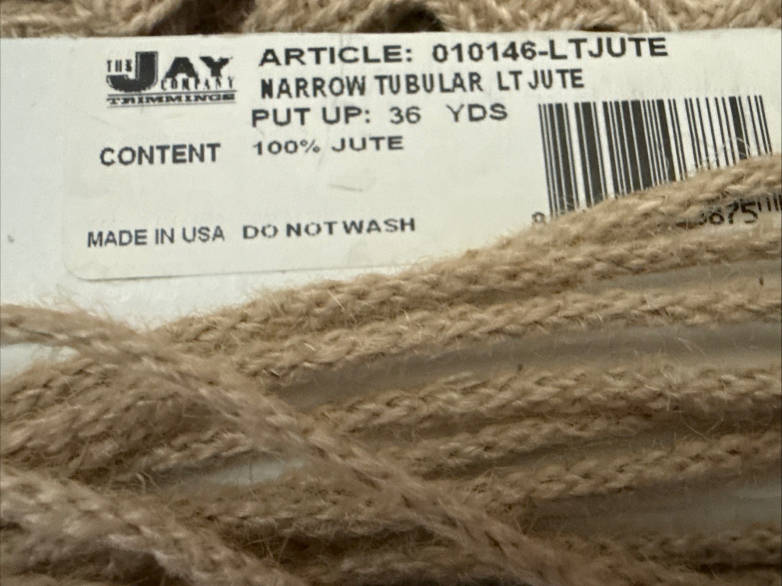 NEW Jute Ric Rac Tubular Braid Lot Of 3 Over 90 Yards Made In USA