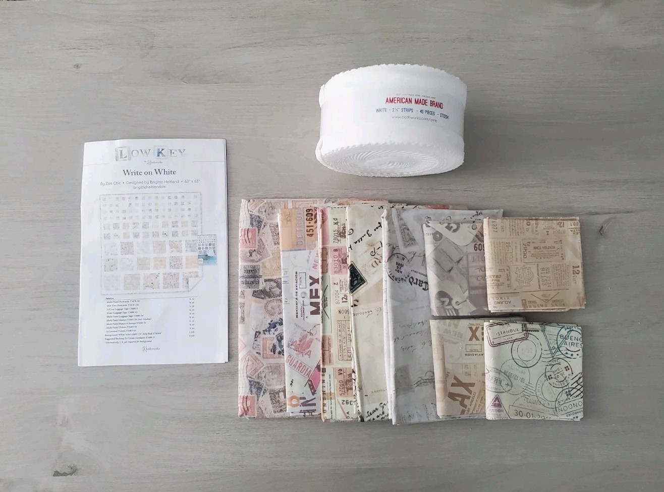 Write On White by Brigitte Heitland Zen Chic Quilt Kit 63×63″ Low Key Cloth Work