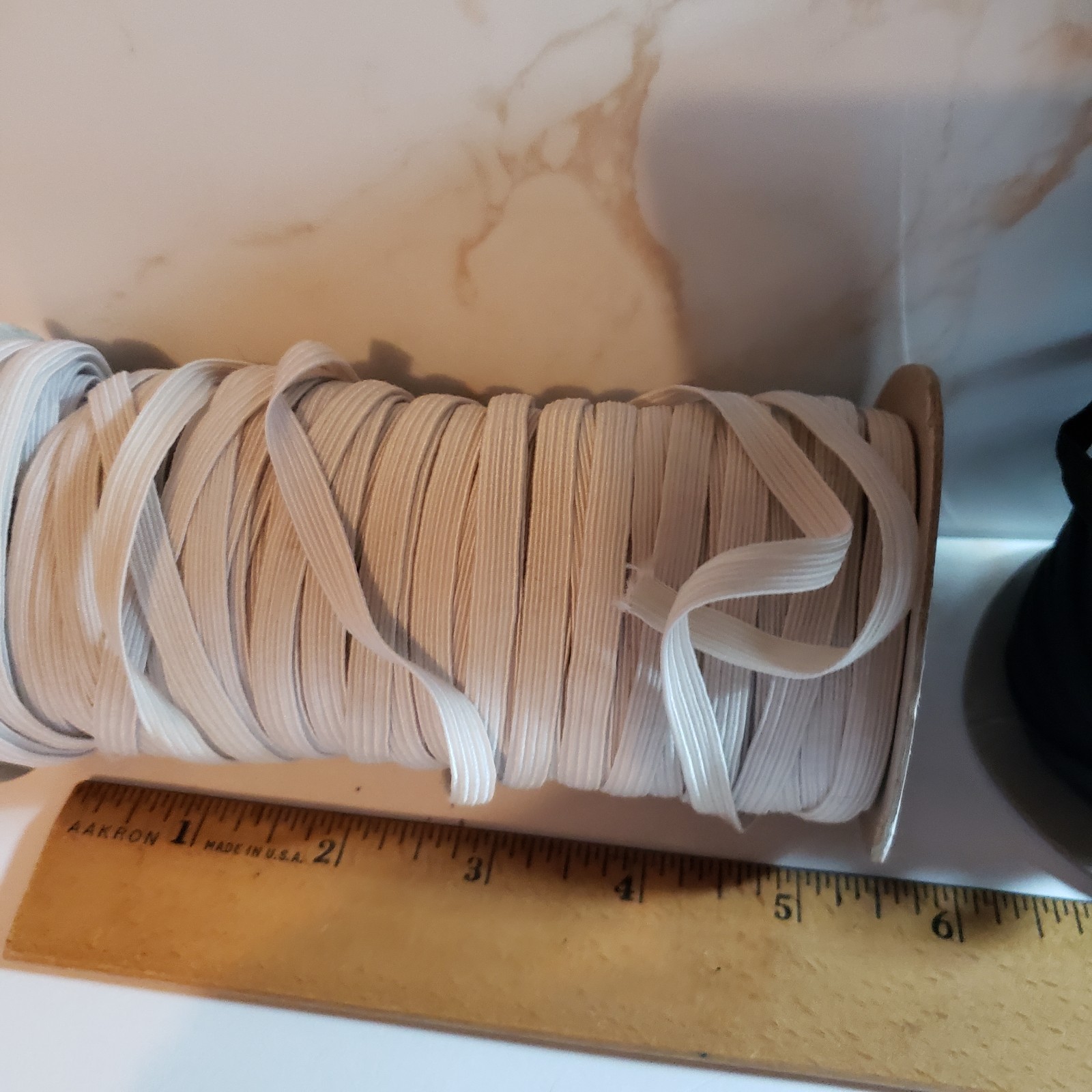 Elastic Spools One Black One White 1/4 Inch less than 150 Yards Sewing Crafting