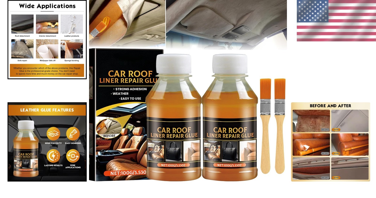 High Viscosity Upholstery Glue 100ml – Waterproof & Non-flammable with Brushes