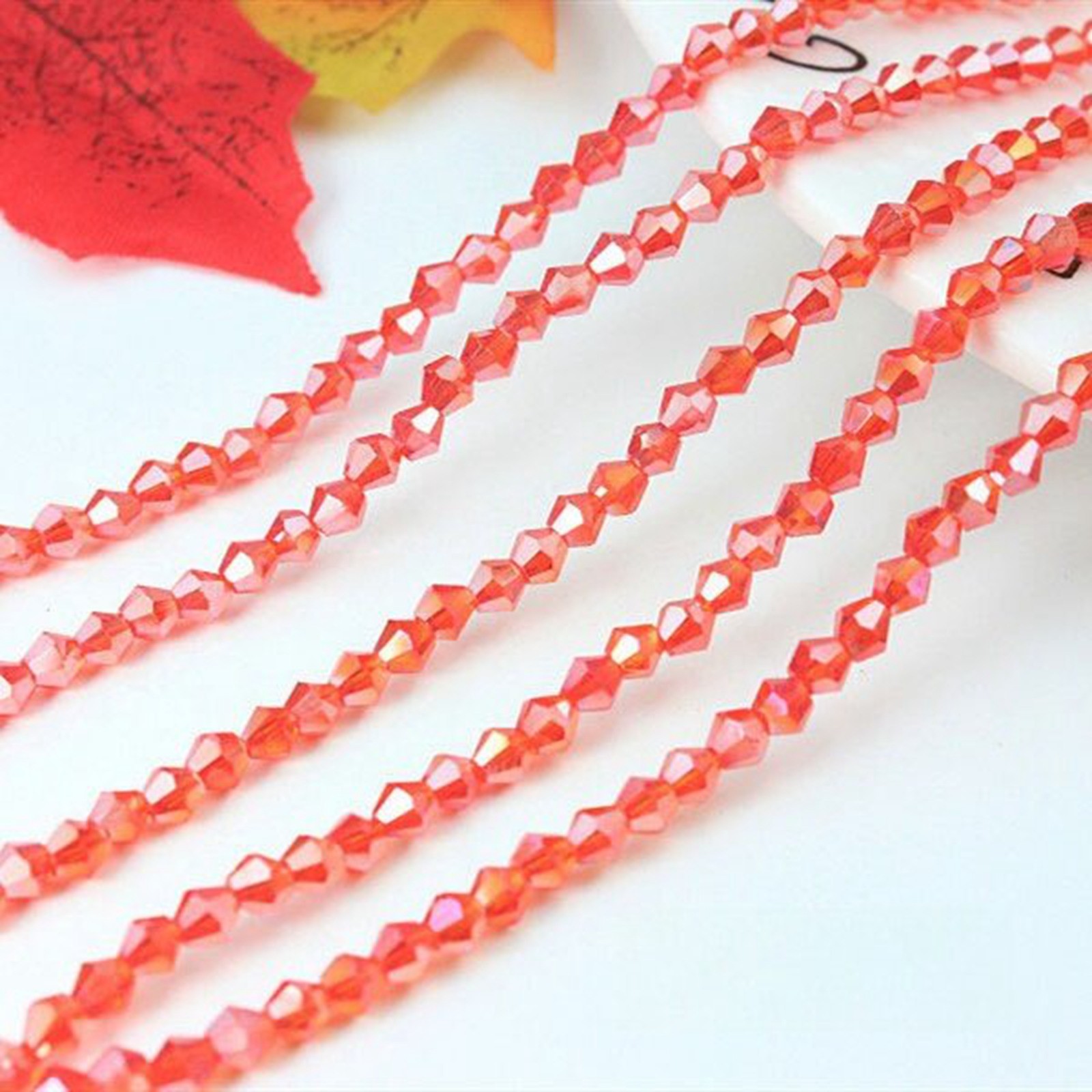500pcs 4mm AB Coated Bicone Crystal Beads – Sparkling Luster Faceted Glass Beads