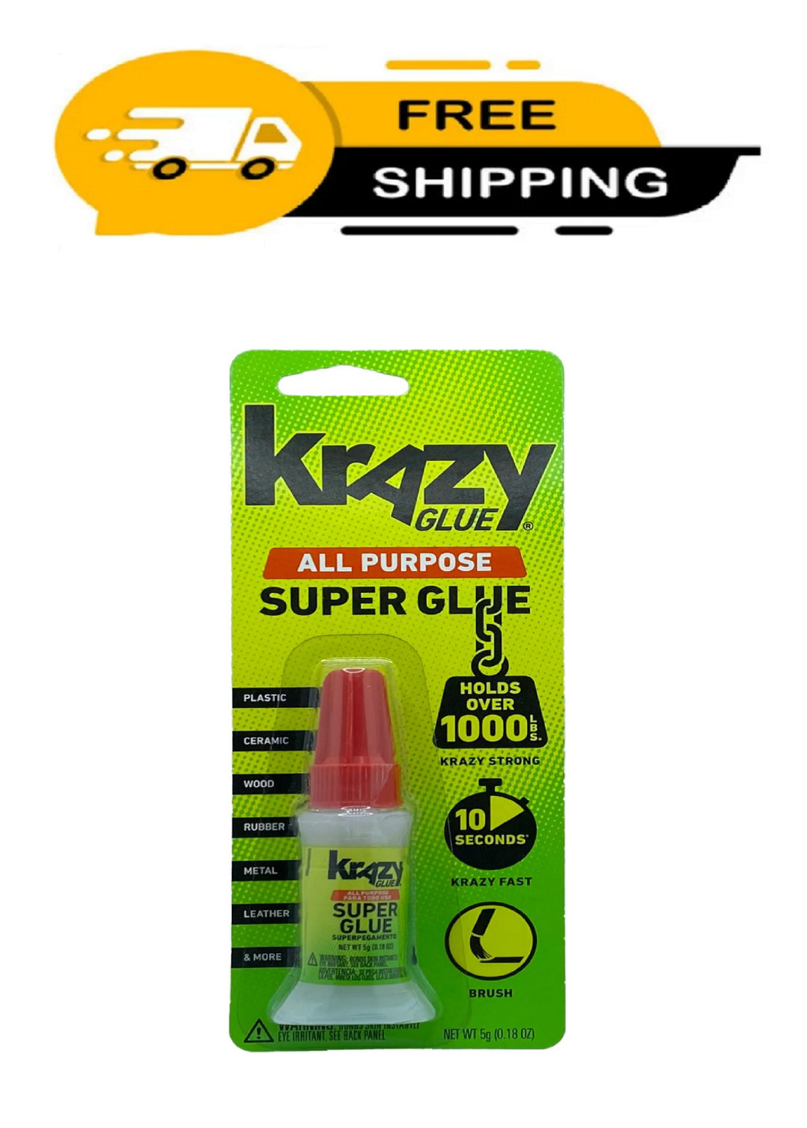 Krazy Glue All Purpose Brush-On Superglue, 5 g, Quick Dry