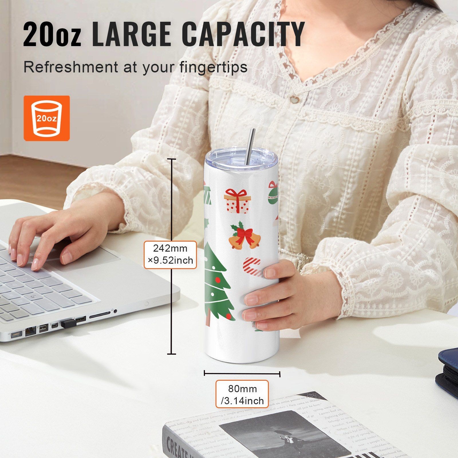 Sublimation Tumbler Press 30oz w/ Touchscreen + 8x20oz FDA-Approved Cups