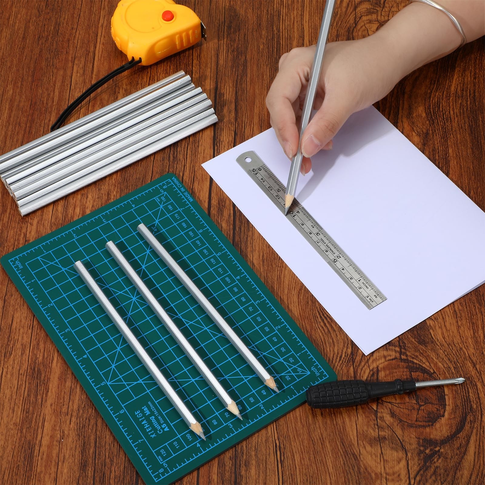 24 Pack Silver Streak Welders Pencil Metallic Marking Pencil Metal Pencils Fo…