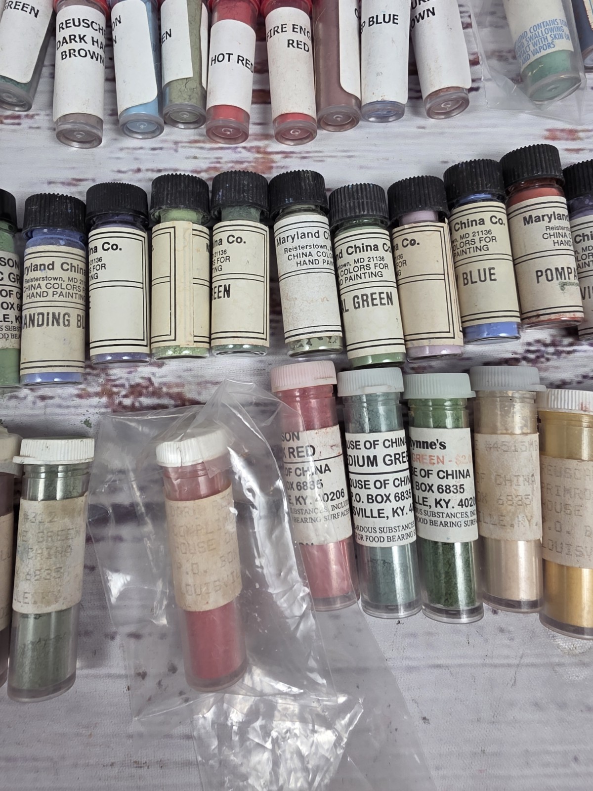 75+ China Porcelain Powder Paints Vials House Of China, Maryland China, Mr &Mrs