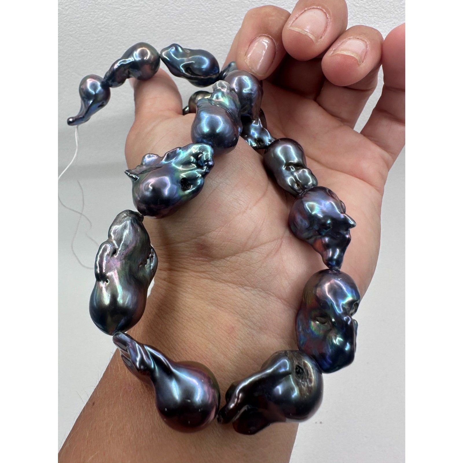 Peacock black baroque pearl strand for DIY