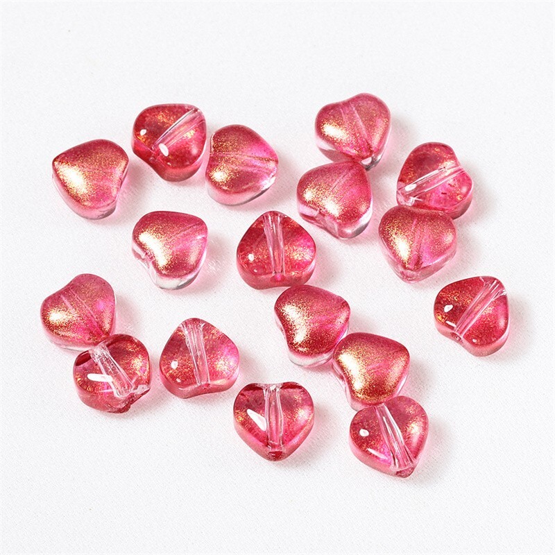 100Pcs Pink Glass Lampwork Heart Spacer Beads 6mm Choose Color DIY Crafting