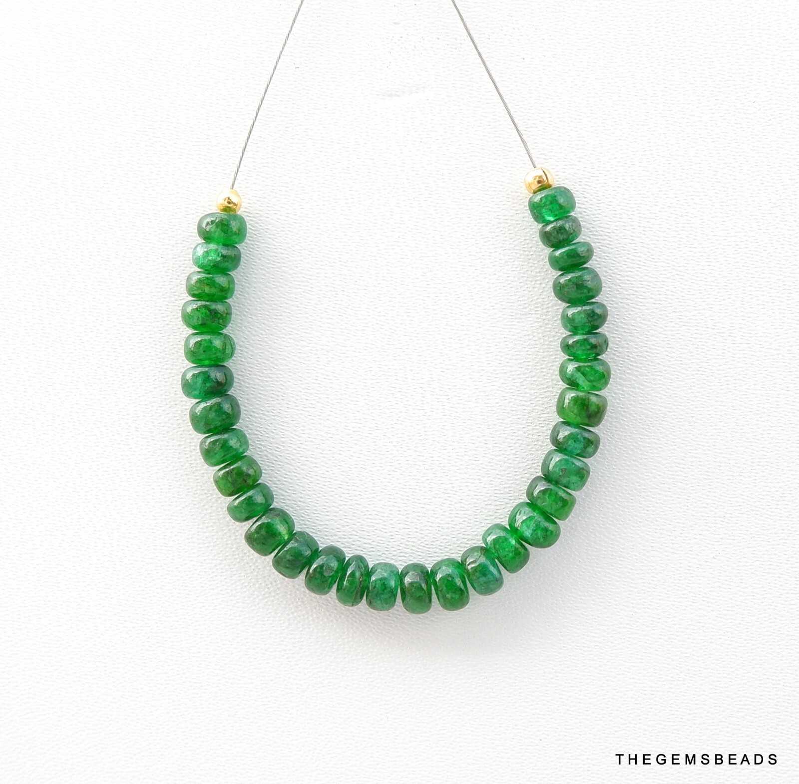 Natural Emerald Smooth Rondelle, 3.5mm Emerald 31 beads for jewelry making