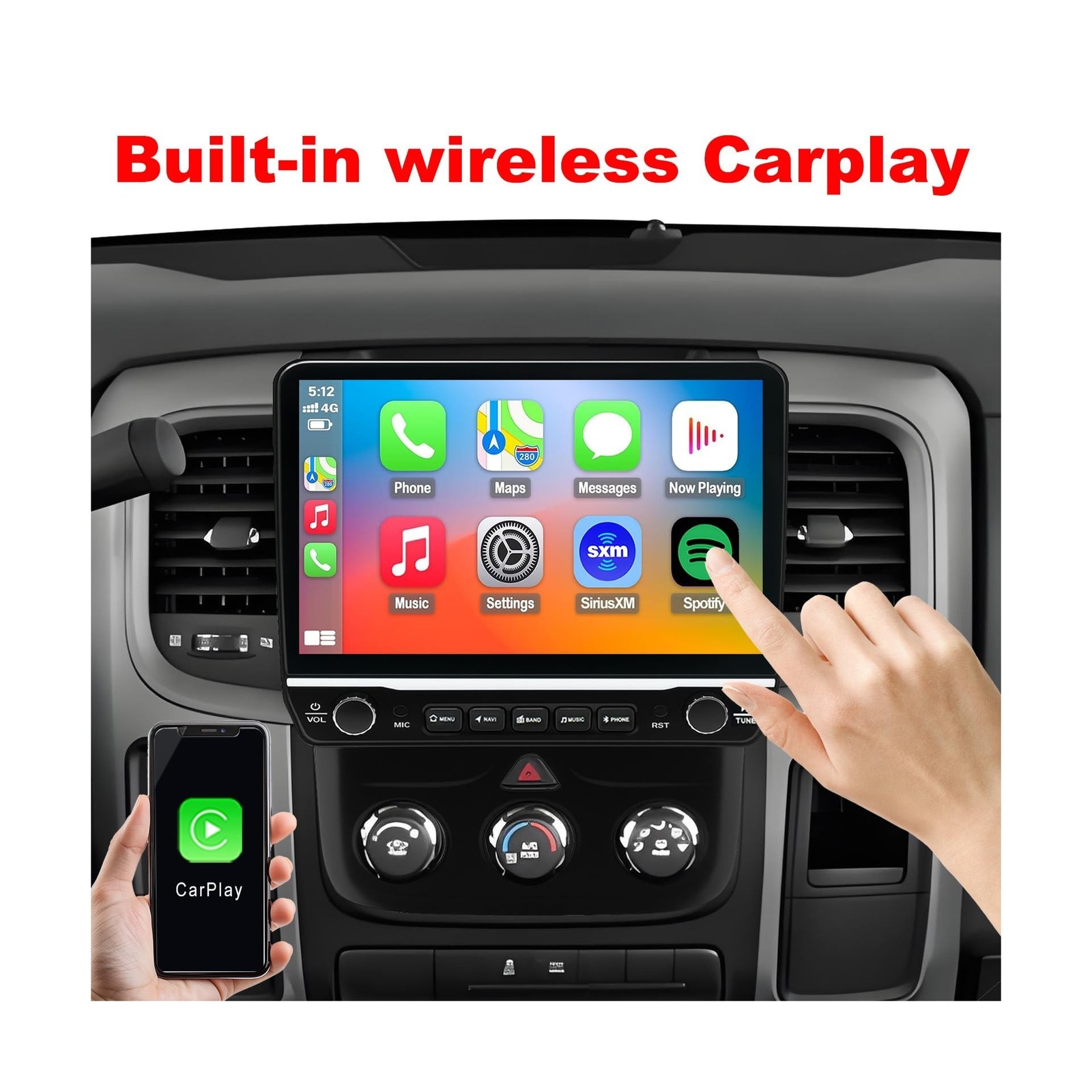 for Dodge RAM 1500 Classic Radio Upgrade 2019 2020 2021 2022 2023 2024,QLED S…
