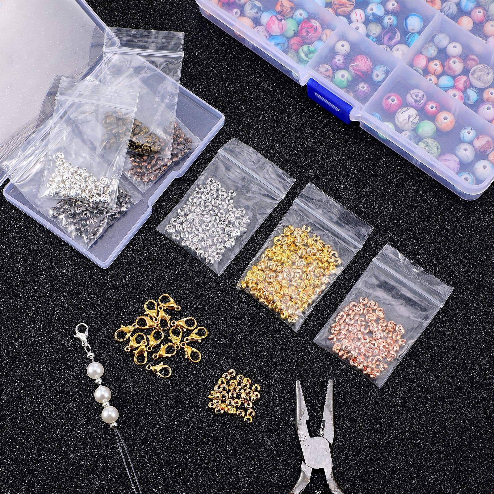 Hicarer 800 Pieces Crimp Bead Covers 3mm Multicolor Half 3.0 mm,