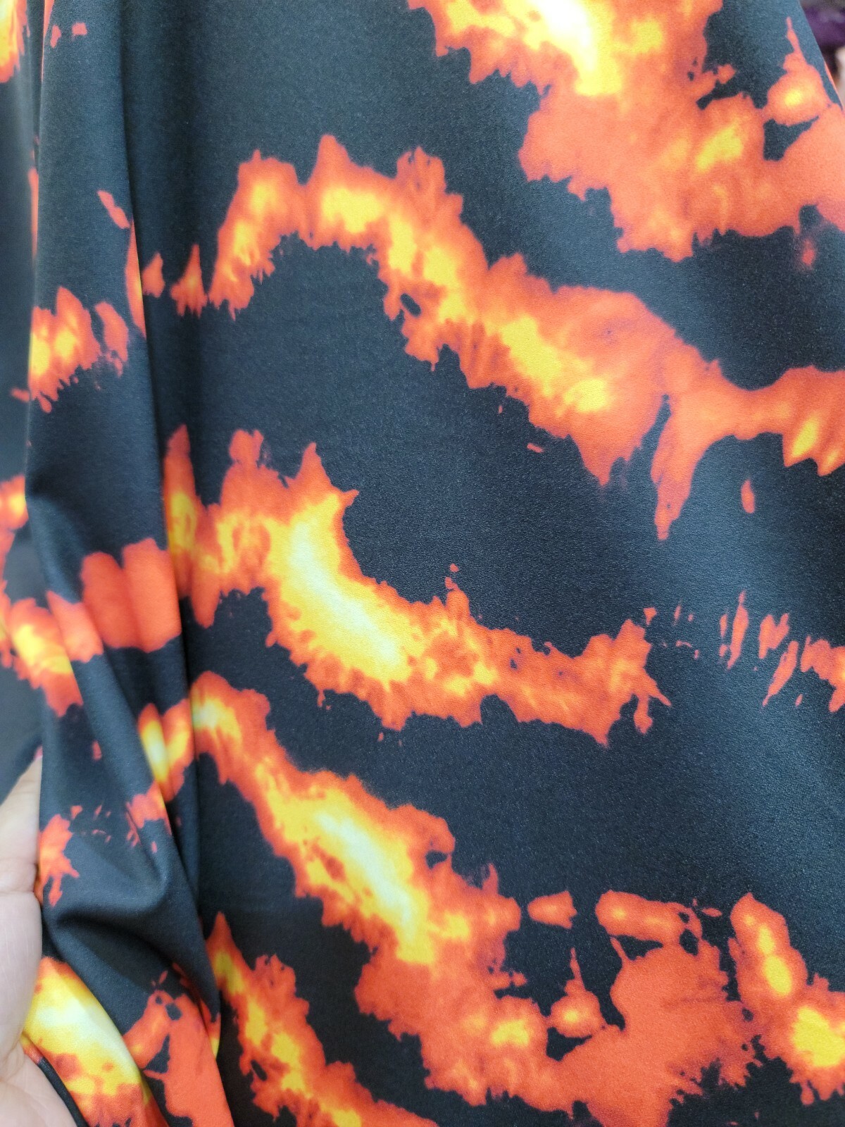 Fire Red And Yellow Spandex Fabric By The Yard Flames Print Stretch Fabric