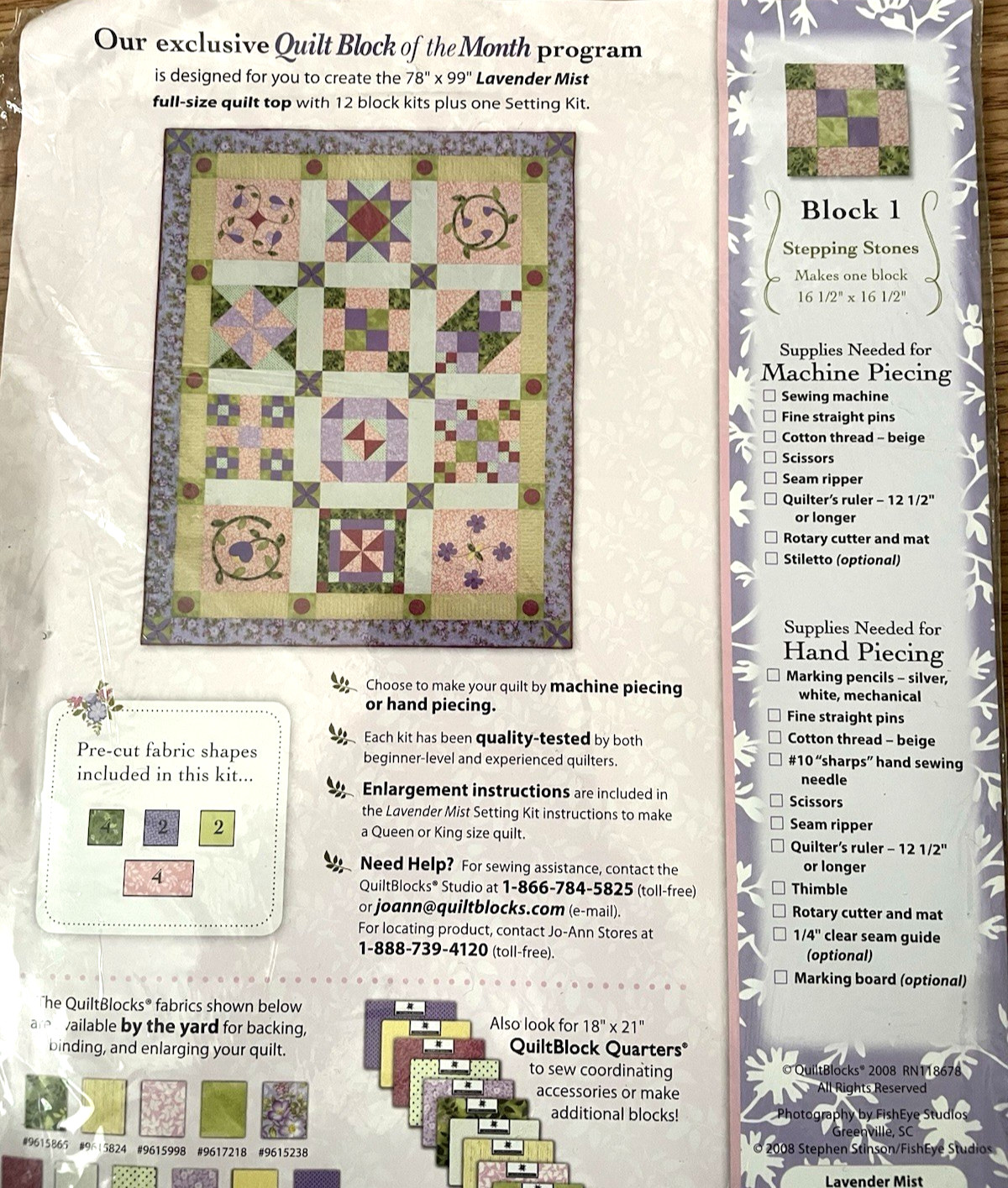 Jo Ann Simply My Style Block of the Month Lavender Mist 1-12 Kit Set New