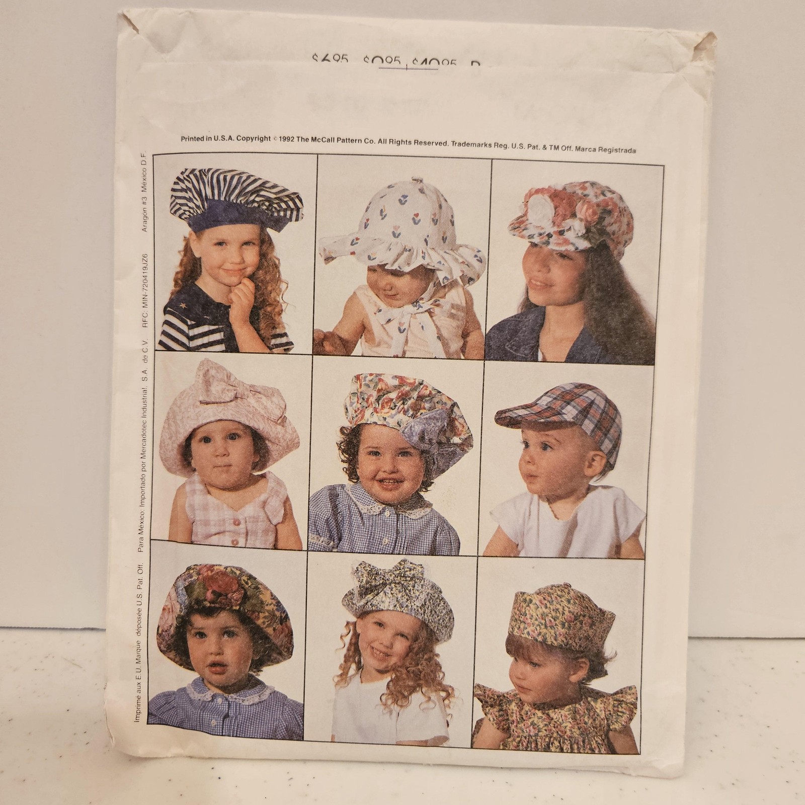 Vintage McCall’s Crafts 6210 Pattern Unisex Childrens Hats baseball sun bonnets