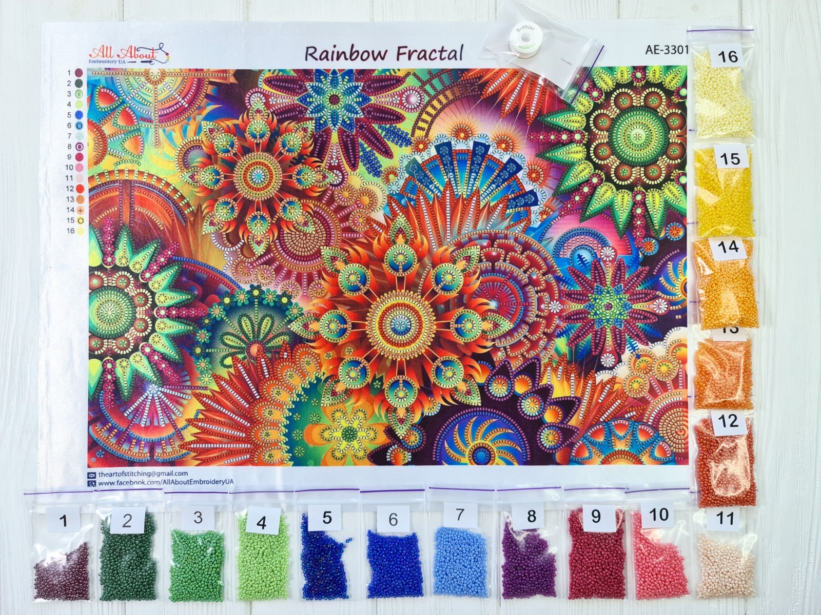 Rainbow Fractal bead embroidery kits Abstract beaded cross stitch kit